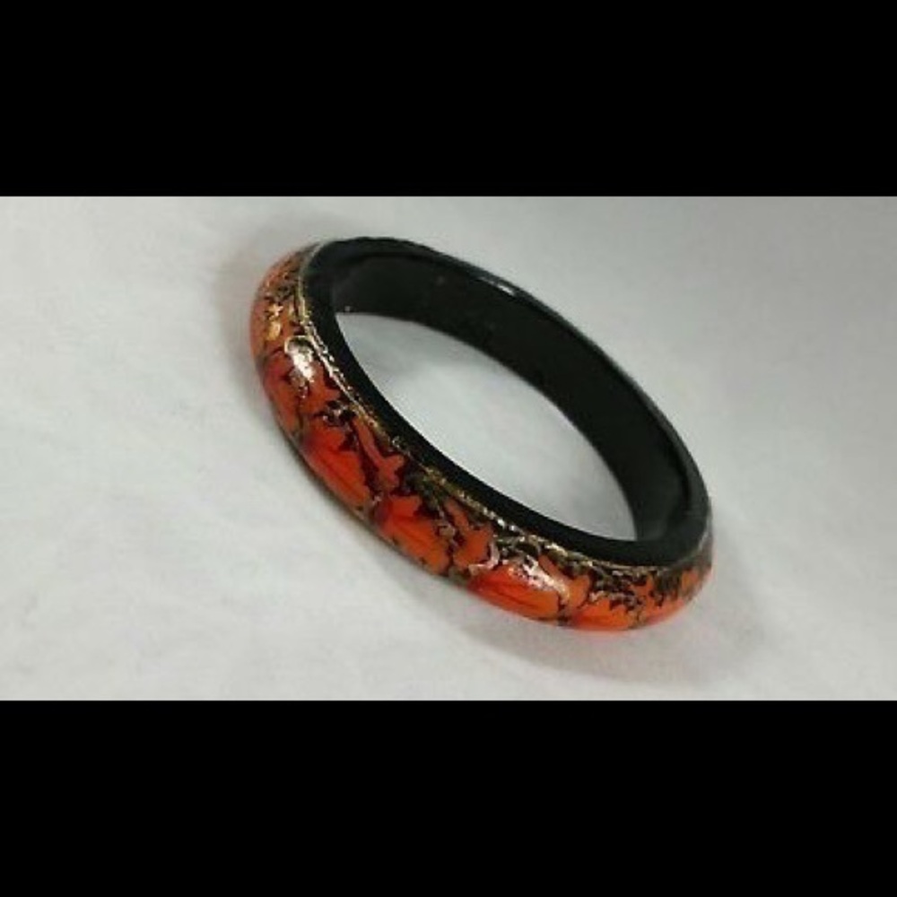 Vintage Cloisonne Style Floral Bangle